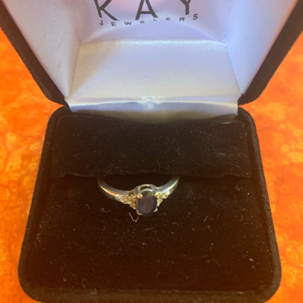 Sterling silver blue sapphire ring
